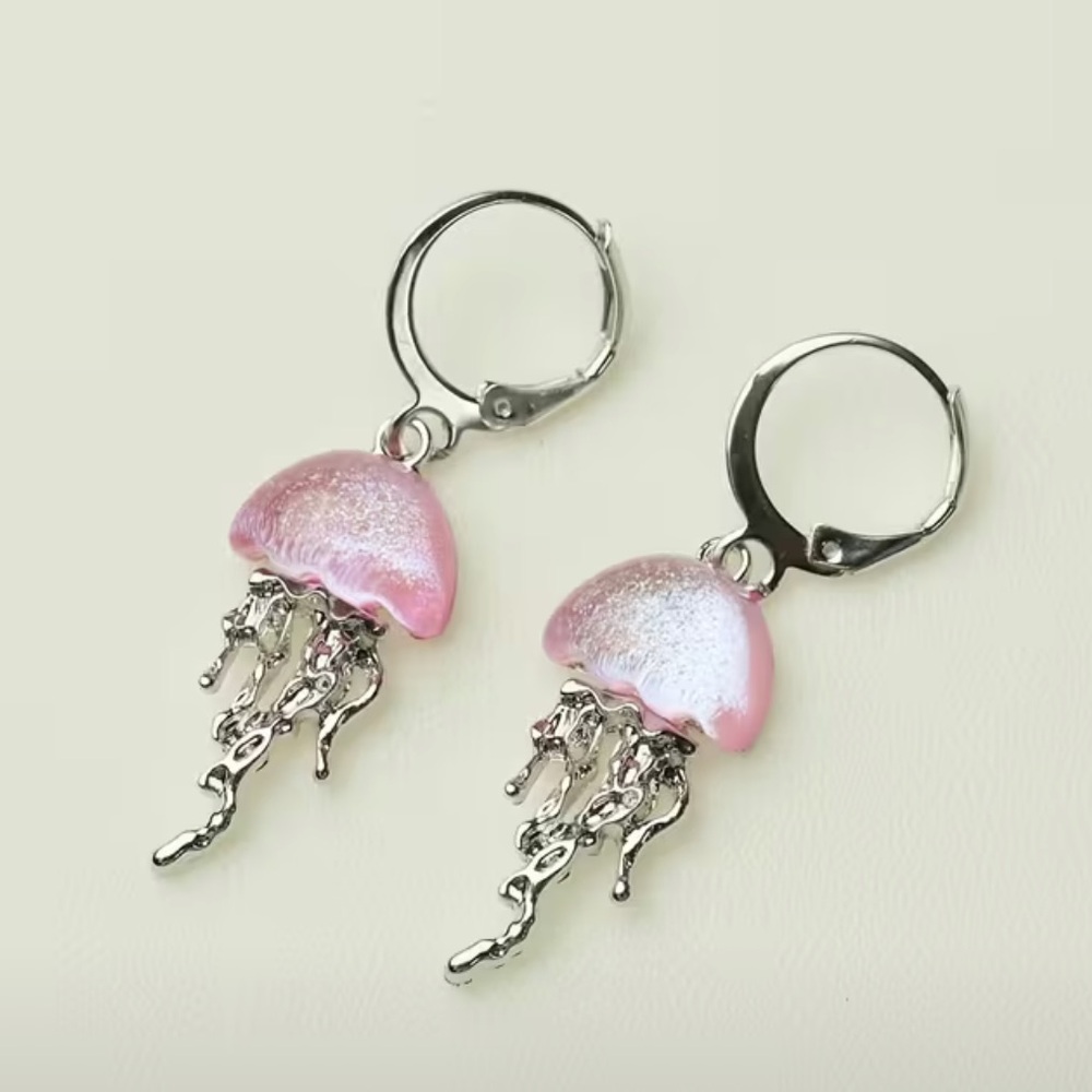 Blue-Pink Jellyfish Drop Earrings - Women Jewelry